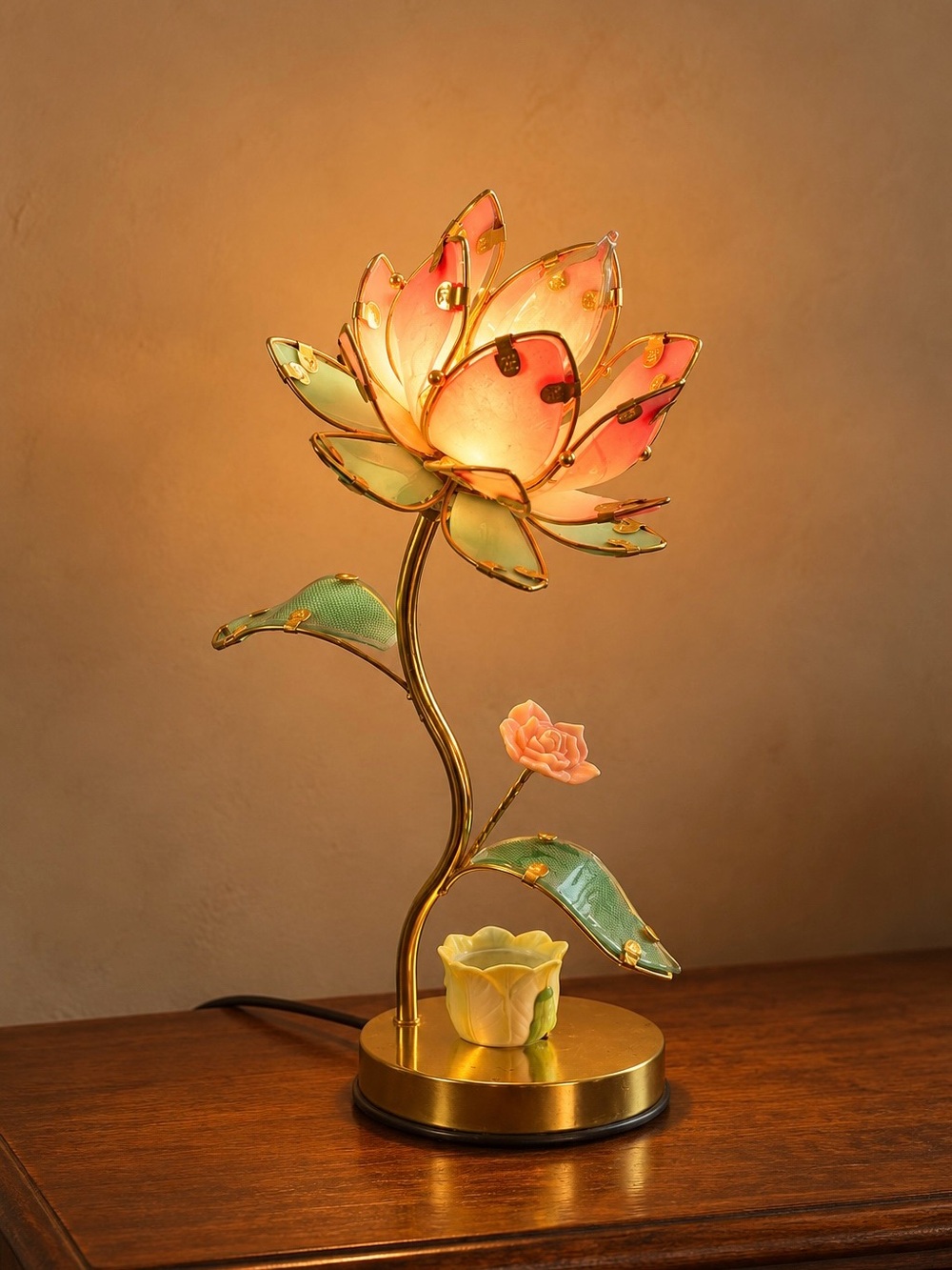 Vintage Lotus Flower Touch Table Lamp